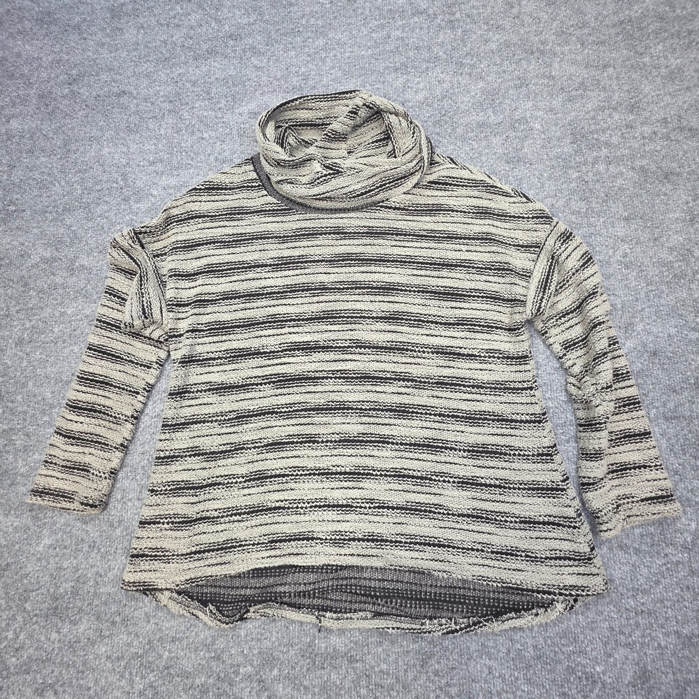 Chalet et Ceci Tunic Top Women's Small Striped Woven Cowl Neck Long Sleeve